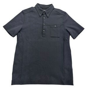 Mission Workshop Polo Shirt Mens Medium Black Button Down Collar Chest Pocket
